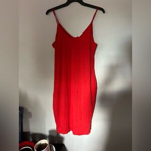 Orange Red Sleeveless bodycon  Dress